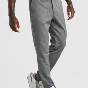 BooHooMAN Skinny Cropped Casual Trousers - GREY